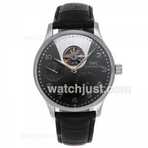 Replica Iwc Laureus Sport Tourbillon Working Power Reserve Automatic With Gray Dial Leather Strap Watch