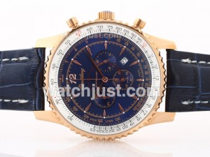 Replica Breitling Montbrillant Working Rose Gold Case Blue Dial Watch