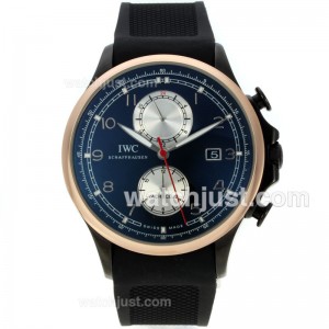 Replica Iwc Portuguese Yacht Club Automatic Pvd Case Rose Gold Bezel With Black Dial Rubber Strap Watch